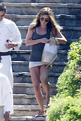 Aniston upskirt on the stairs
